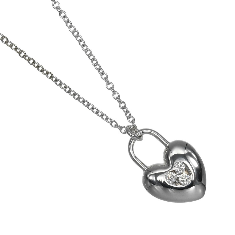 TIFFANY 18k Silver Diamond Heart Necklace